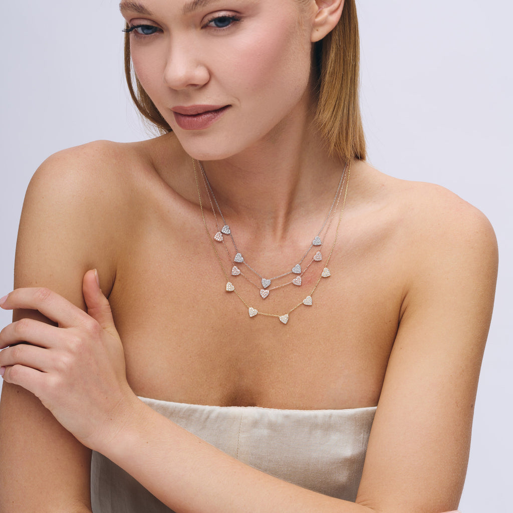 Pavé Heart Station Necklace