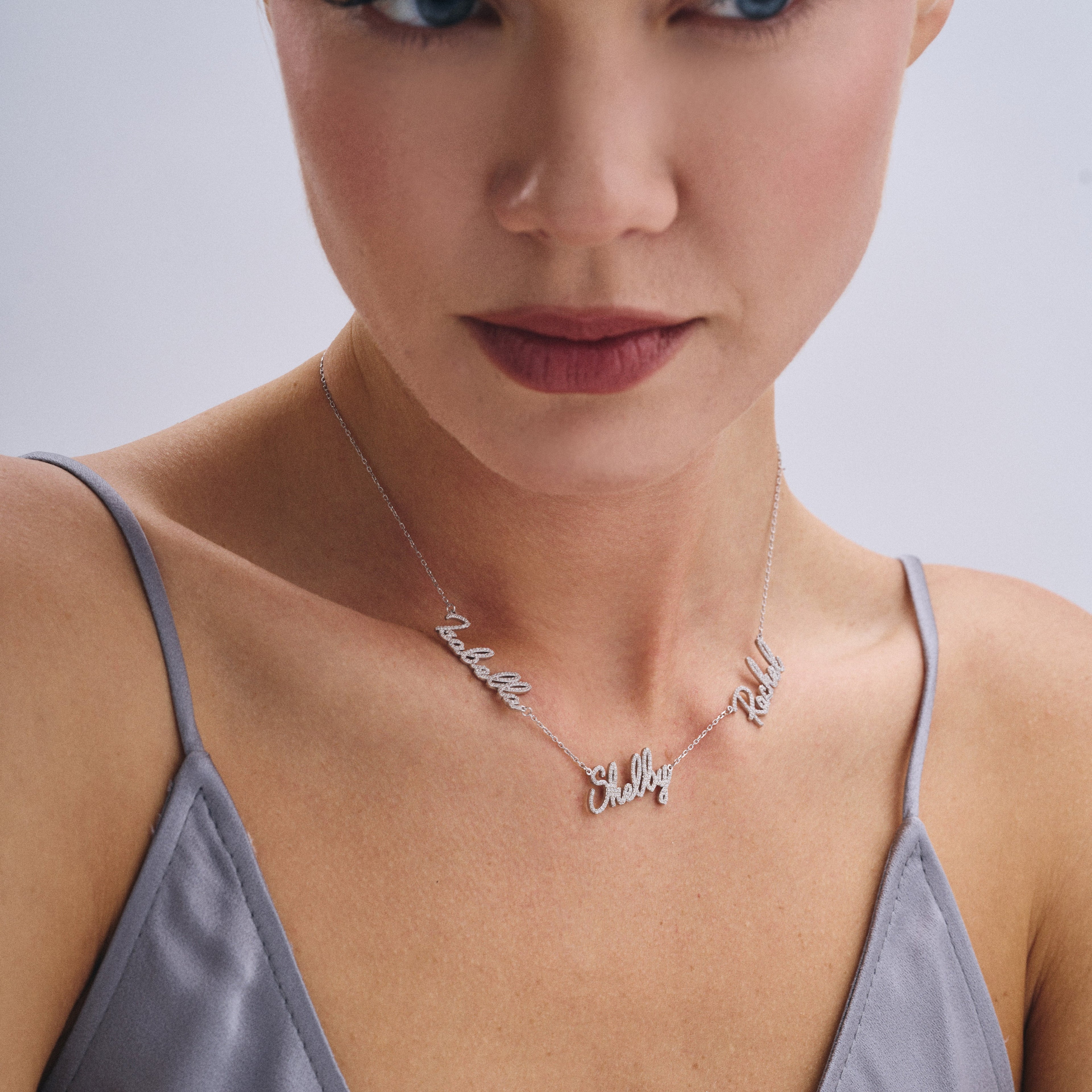 Pavé Multi Name Script Necklace