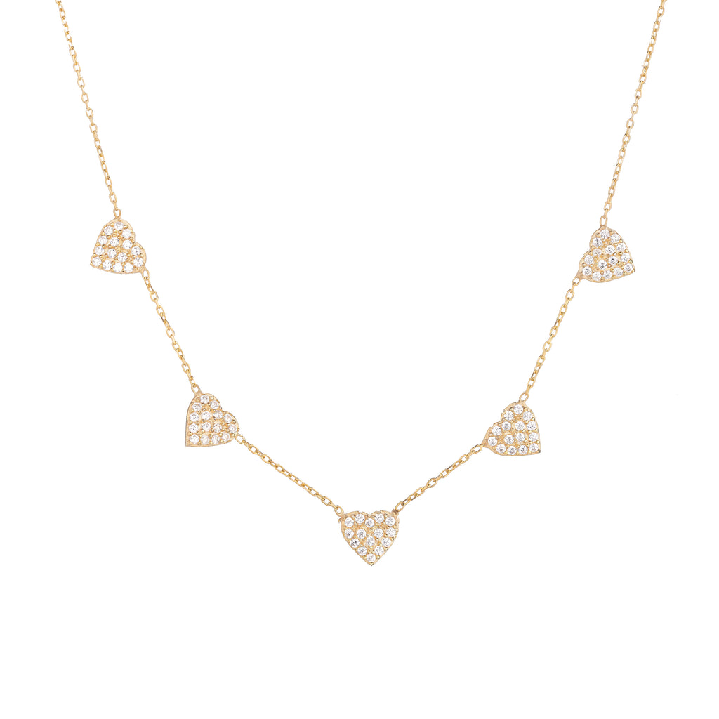 Pavé Heart Station Necklace