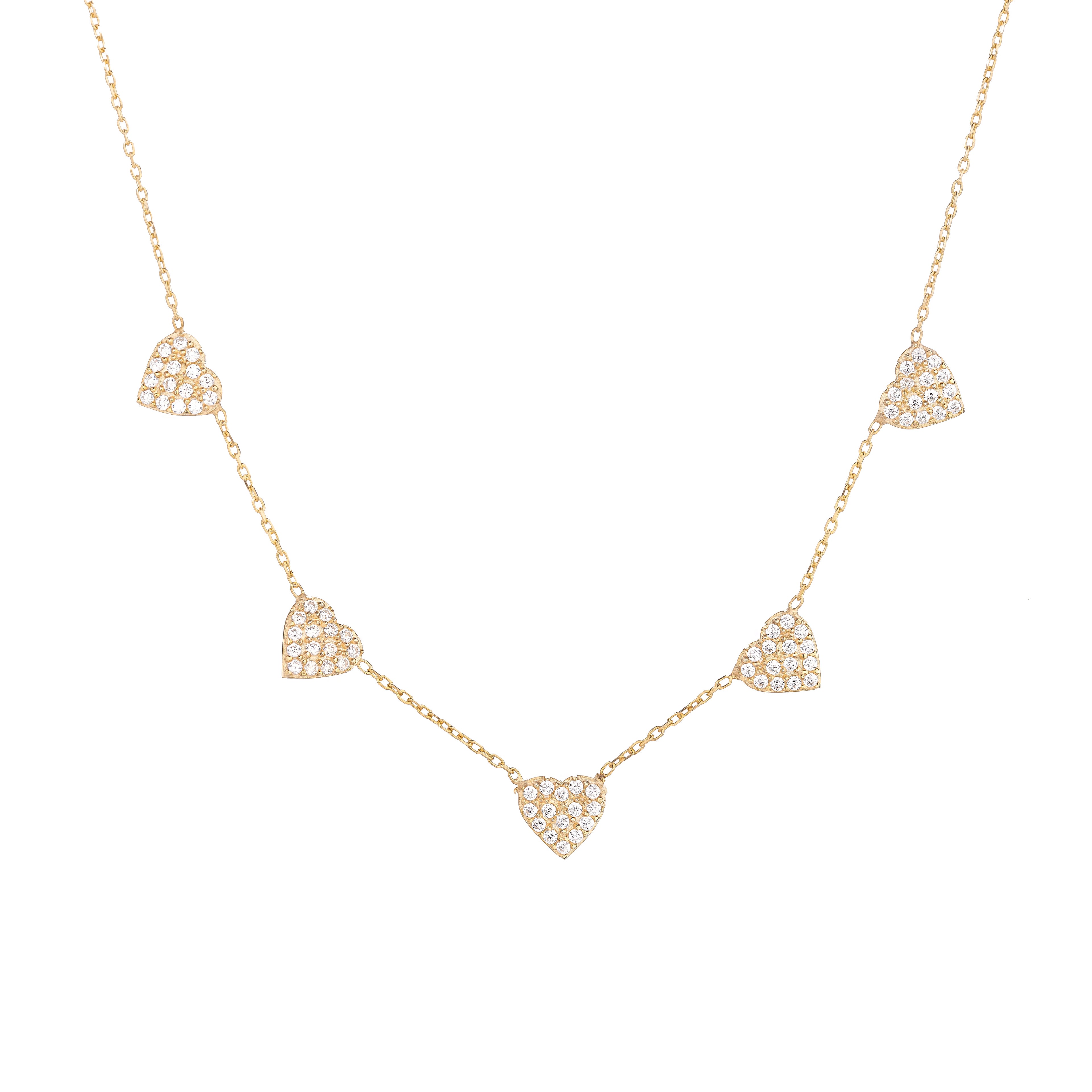 Pavé Heart Station Necklace