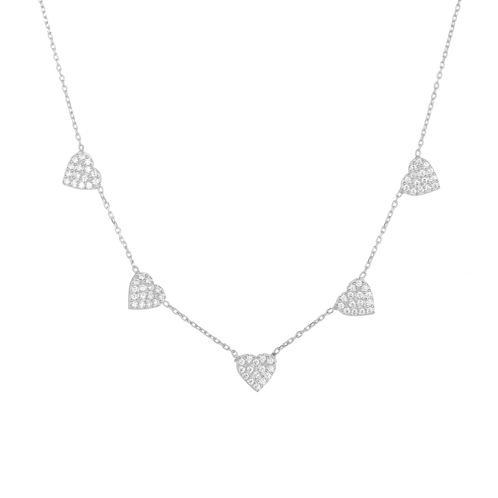 Pavé Heart Station Necklace