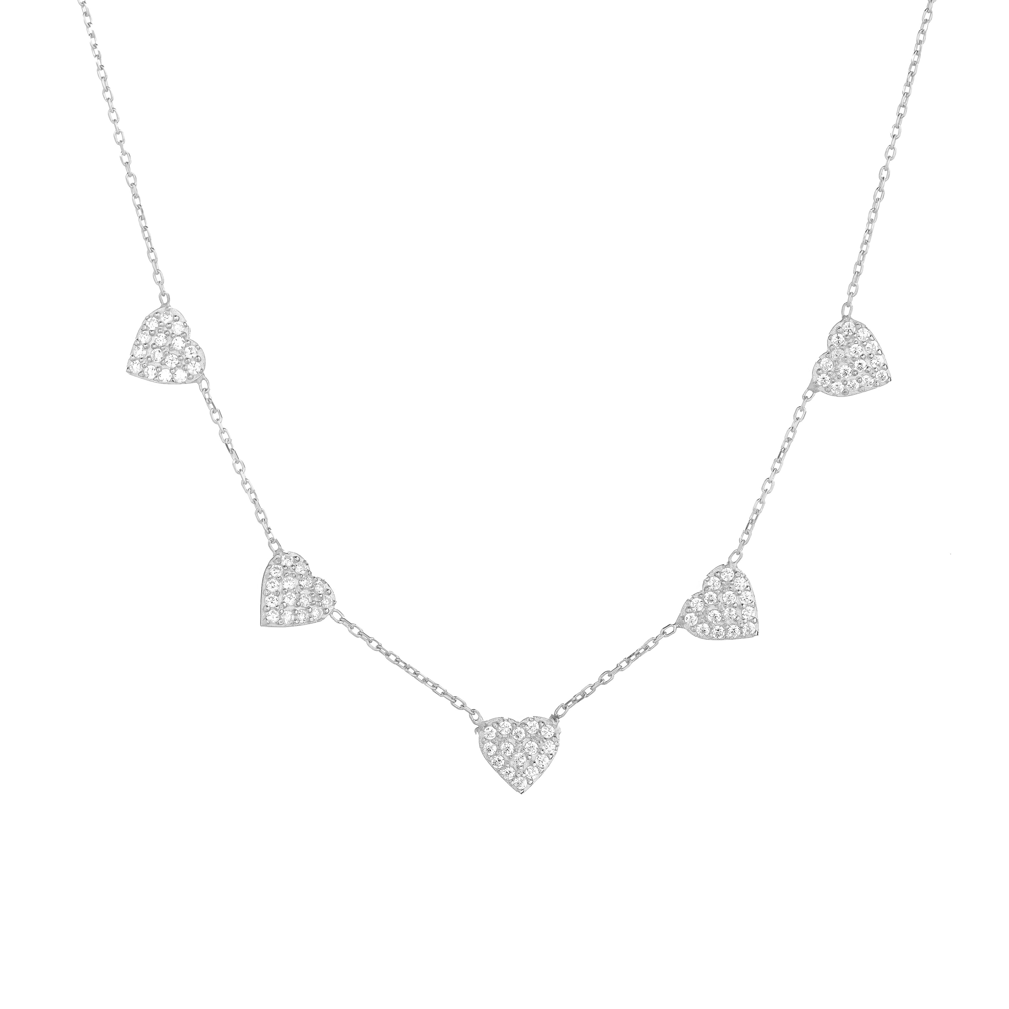 Pavé Heart Station Necklace