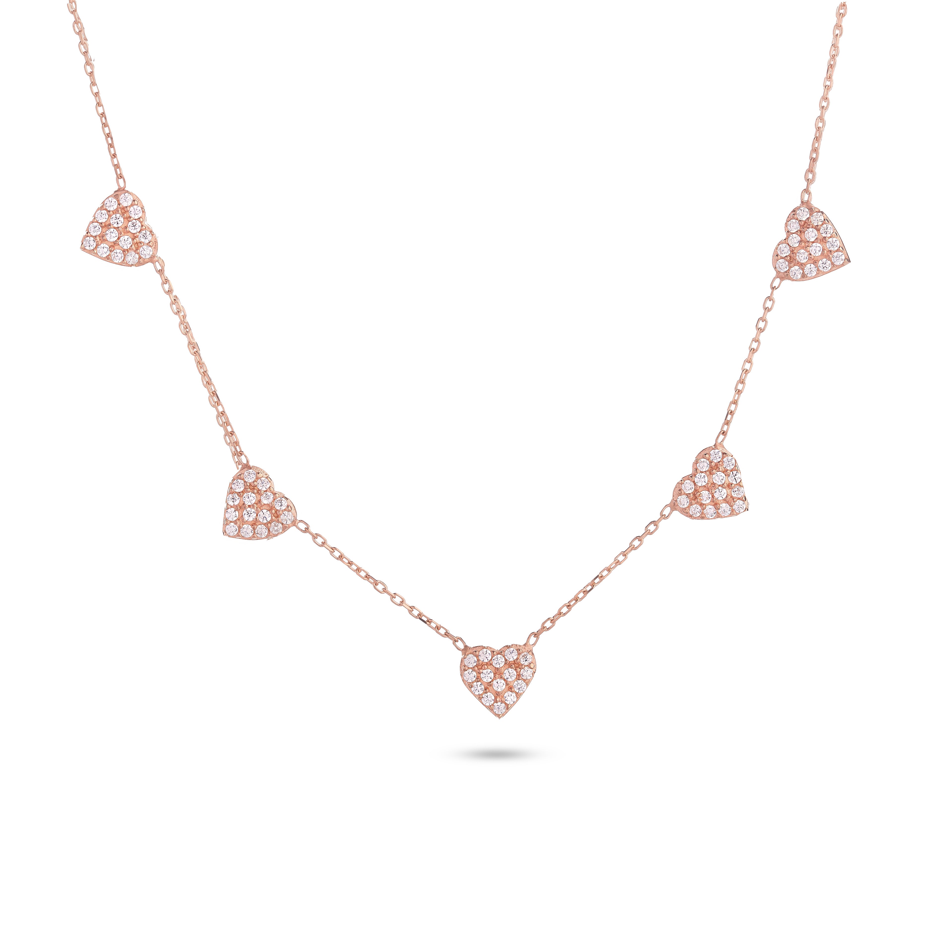 Pavé Heart Station Necklace