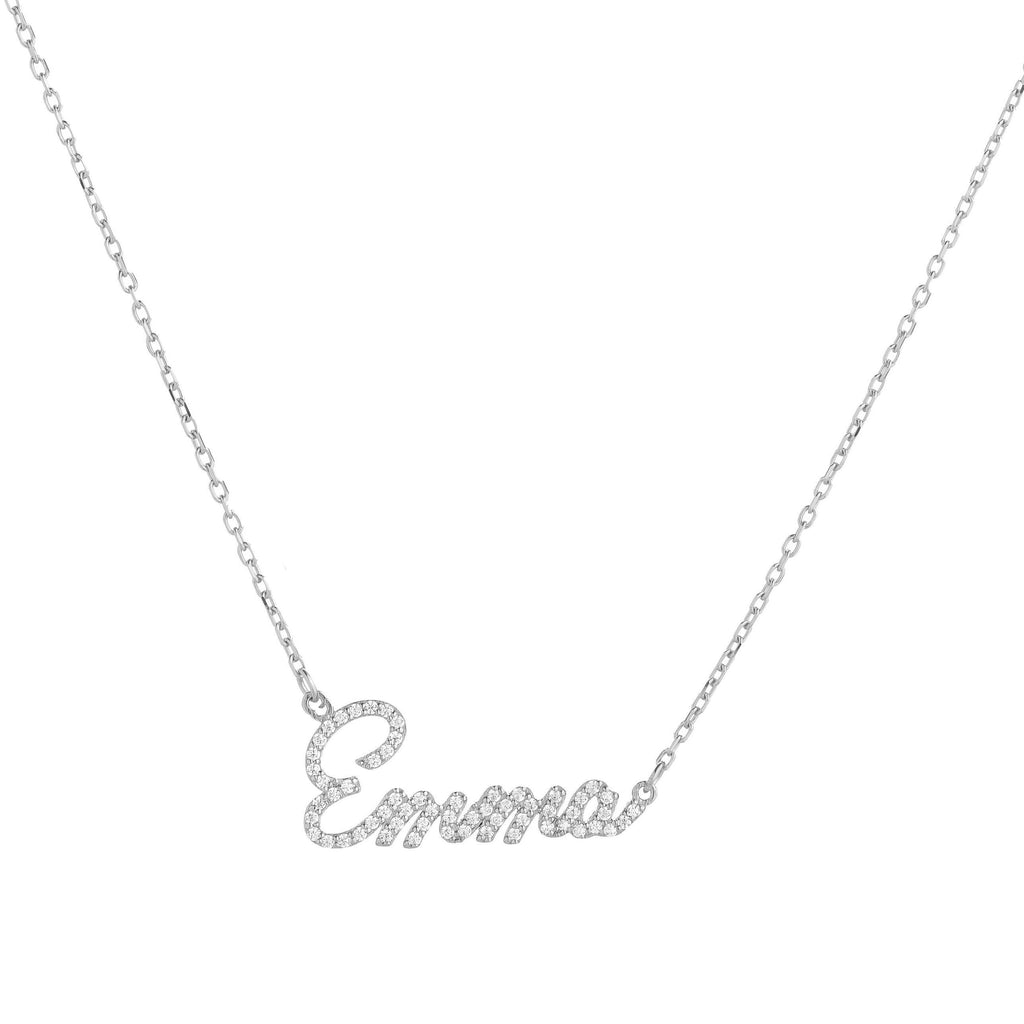 Pavé Name Necklace in 14K Solid Gold Cable Chain