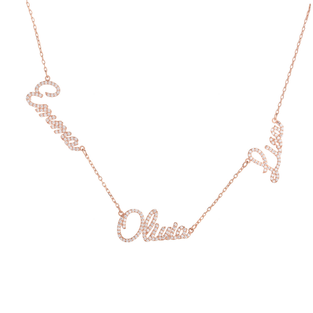 Pavé Multi Name Script Necklace