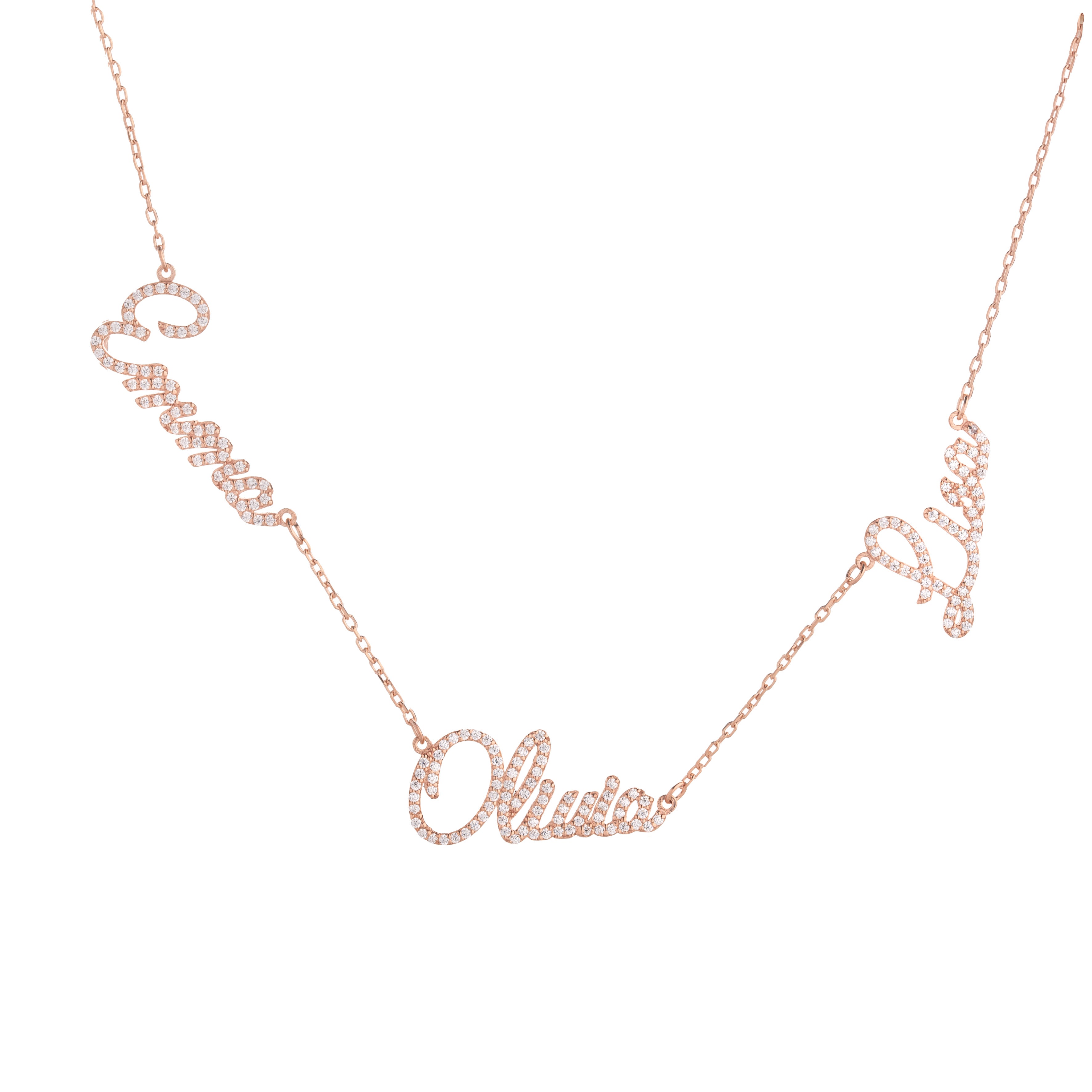 Pavé Multi Name Script Necklace